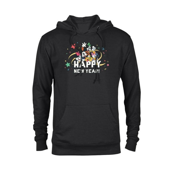 Disney Mickey Mouse & Pals Retro Happy New Year Celebration - Pullover Hoodie for Adults - Customized-Black