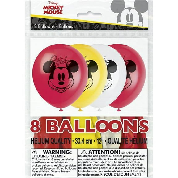Disney Mickey Mouse Party 12 Inch Latex Balloons - 8 ct