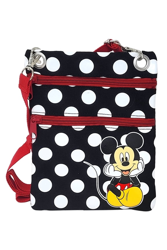 Mickey Mouse Passport Bag Crossbody Purse Travel Black White