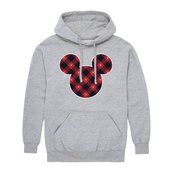 Disney - Mickey Mouse Plaid Silhouette Christmas - Men's Fleece Pullover Hoodie