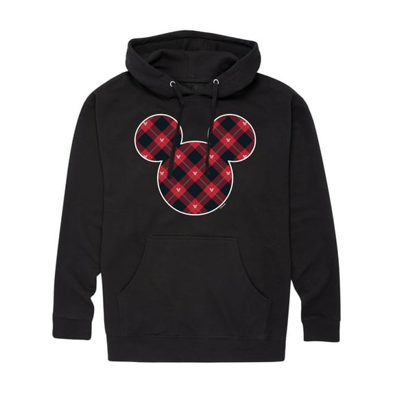 Disney - Mickey Mouse Plaid Silhouette Christmas - Men's Fleece Pullover Hoodie