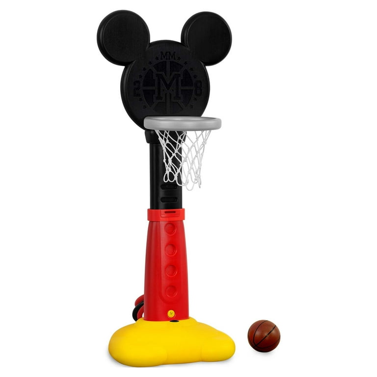 Disney Mickey Mouse Plastic Basketball Set by Delta Children – Includes  Basketball Hoop, 1 Basketball, Ring Toss Game with 3 Rings, Growth Cart and