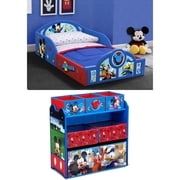 Disney Mickey Mouse Plastic Sleep and Play Toddler Bed & Disney Mickey Mouse 6 Bin Design and Store Toy Organizer
