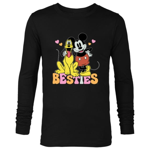 Disney Mickey Mouse Pluto Besties BFF Best Friends Valentine - Long Sleeve T-Shirt for Men - Customized-Black