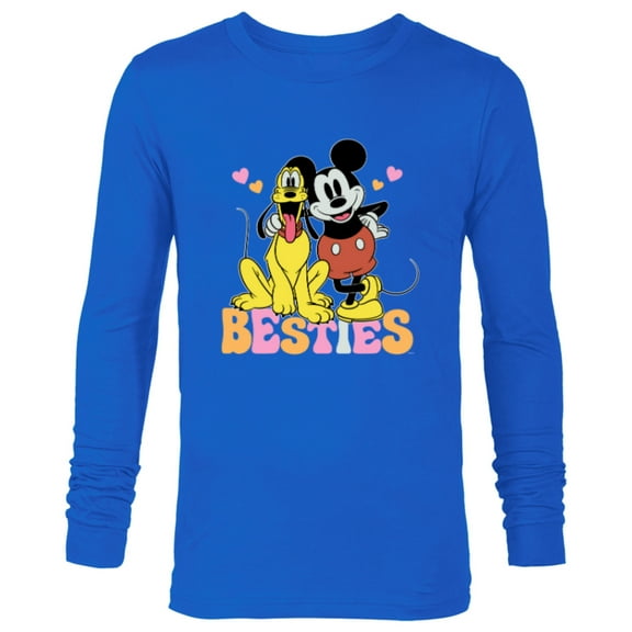 Disney Mickey Mouse Pluto Besties BFF Best Friends Valentine - Long Sleeve T-Shirt for Men - Customized-Navy
