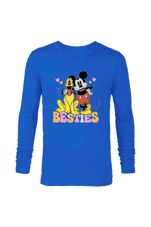Mickey Mouse Pluto Besties BFF Best Friends Valentine - Long Sleeve T-Shirt for Men - Customized-Navy