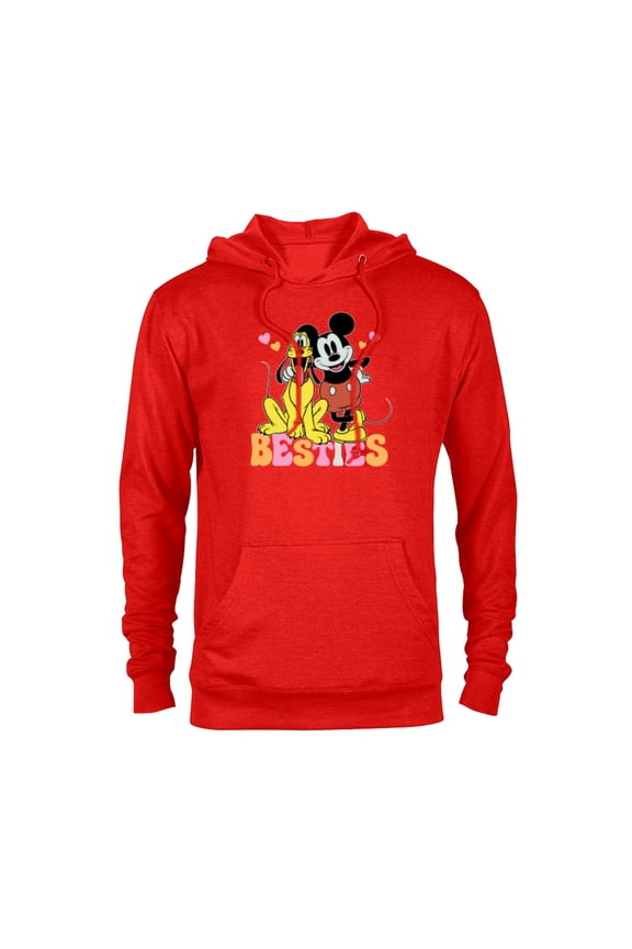 Mickey Mouse Pluto Besties BFF Best Friends Valentine - Pullover Hoodie for Adults - Customized-Red