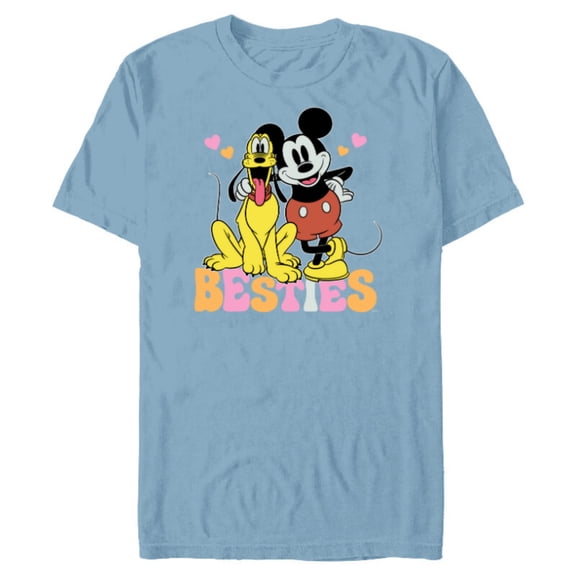 Disney Mickey Mouse Pluto Besties BFF Best Friends Valentine - Short Sleeve Blended T-Shirt for Adults - Customized-Ocean Blue