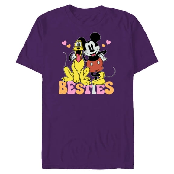 Disney Mickey Mouse Pluto Besties BFF Best Friends Valentine - Short Sleeve Blended T-Shirt for Adults - Customized-Purple