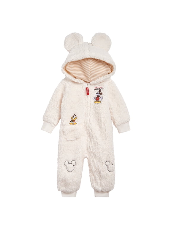 Mickey Mouse Pluto Infant Baby Boys Zip Up Coverall White 18 Months