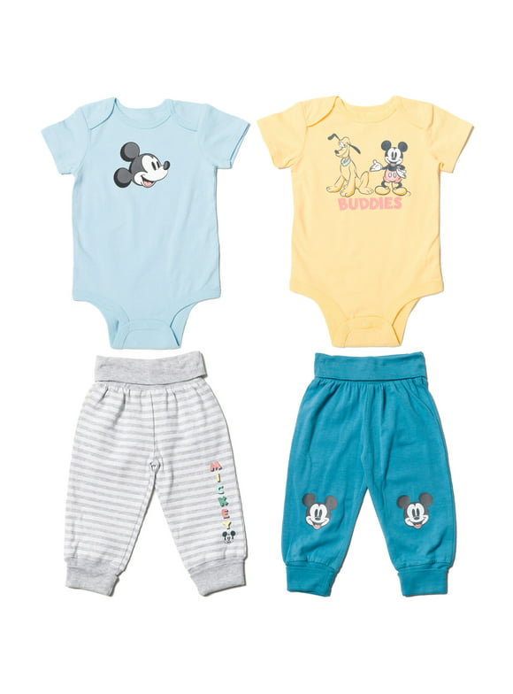 Disney Mickey Mouse Pluto Newborn Baby Boys Snap Bodysuits and Pants Newborn to Infant