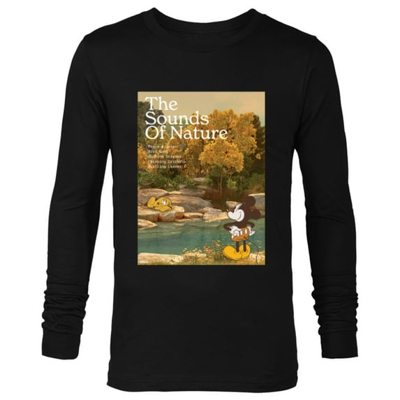 Disney Mickey Mouse Pluto Sounds of Nature Outdoor Earth Day - Long Sleeve T-Shirt for Men - Customized-Black