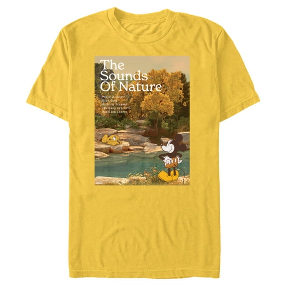 Disney Mickey Mouse Pluto Sounds of Nature Outdoor Earth Day - Short Sleeve Blended T-Shirt for Adults - Customized-Yellow