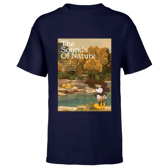 Disney Mickey Mouse Pluto Sounds of Nature Outdoor Earth Day - Short Sleeve T-Shirt for Kids - Customized-Navy