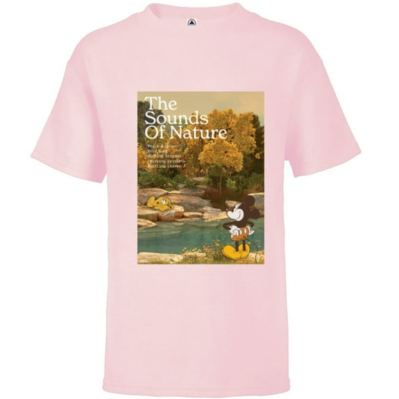 Disney Mickey Mouse Pluto Sounds of Nature Outdoor Earth Day - Short Sleeve T-Shirt for Kids - Customized-Soft Pink