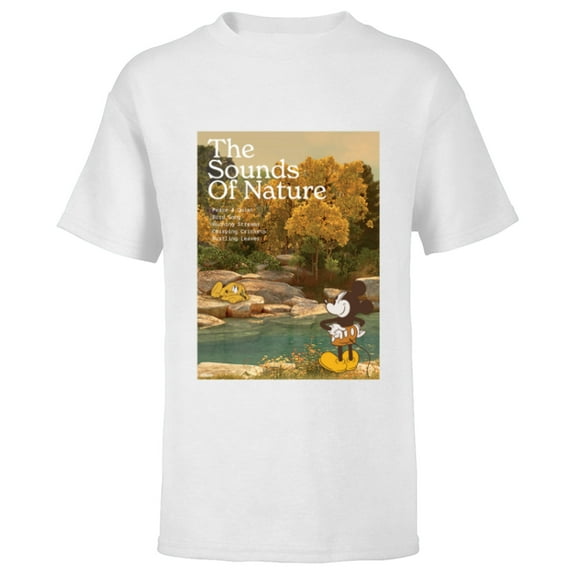 Disney Mickey Mouse Pluto Sounds of Nature Outdoor Earth Day - Short Sleeve T-Shirt for Kids - Customized-White