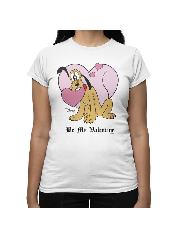 Mickey Mouse Pluto Sweetheart Valentines Retro Womens T-Shirt (White, S-XXL)