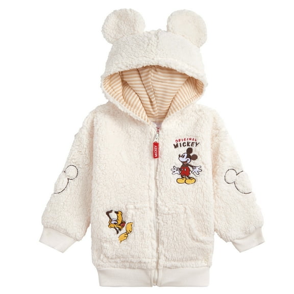 Disney Mickey Mouse Pluto Toddler Boys Cozy Sherpa Zip Up Hoodie Newborn to Toddler