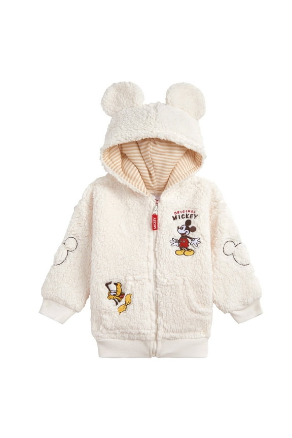 Mickey Mouse Pluto Toddler Boys Cozy Sherpa Zip Up Hoodie Newborn to Toddler