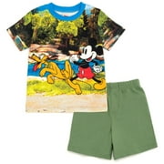 Disney Mickey Mouse Pluto Toddler Boys T-Shirt and French Terry Shorts Outfit Set Infant to Little Kid