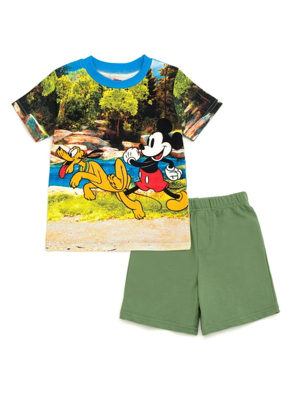 Mickey Mouse Pluto Toddler Boys T-Shirt and French Terry Shorts Outfit Set Infant to Little Kid