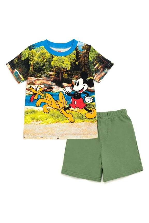 Mickey Mouse Pluto Toddler Boys T-Shirt and French Terry Shorts Outfit Set Infant to Little Kid
