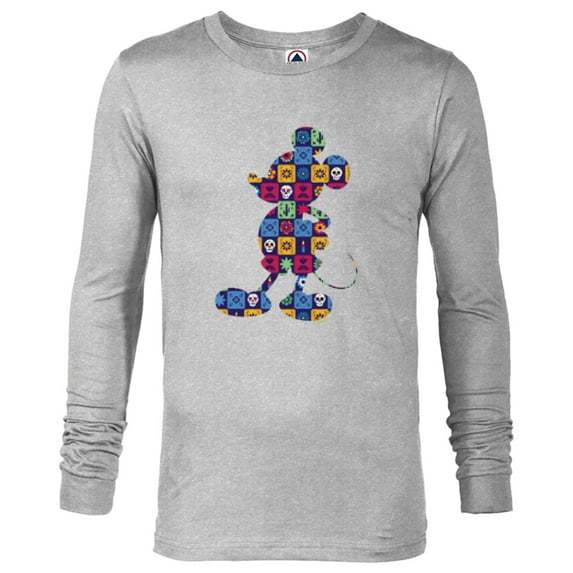 Disney Mickey Mouse Pose Día de los Muertos Day of the Dead - Long Sleeve T-Shirt for Men - Customized-Athletic Heather