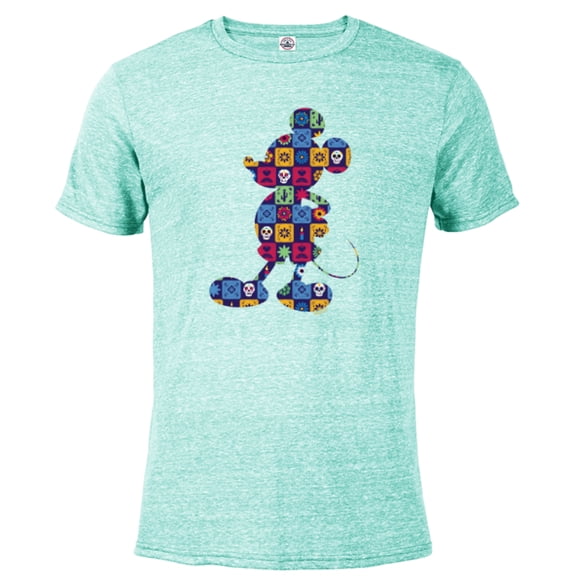 Disney Mickey Mouse Pose Día de los Muertos Day of the Dead - Short Sleeve Blended T-Shirt for Adults - Customized-Celadon Snow Heather