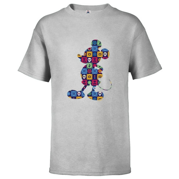 Disney Mickey Mouse Pose Día de los Muertos Day of the Dead - Short Sleeve T-Shirt for Kids - Customized-Athletic Heather