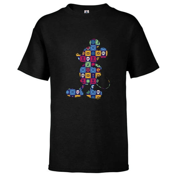 Disney Mickey Mouse Pose Día de los Muertos Day of the Dead - Short Sleeve T-Shirt for Kids - Customized-Black