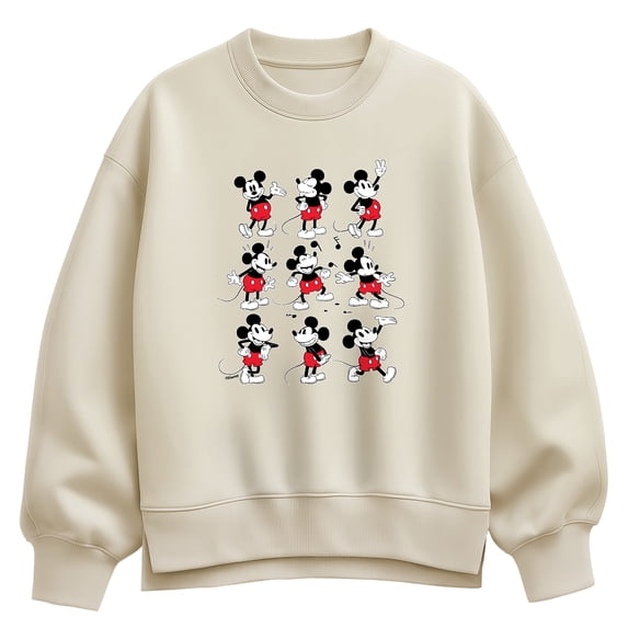 Disney - Mickey Mouse Poses Oversized Fleece Crew Sweatshirt