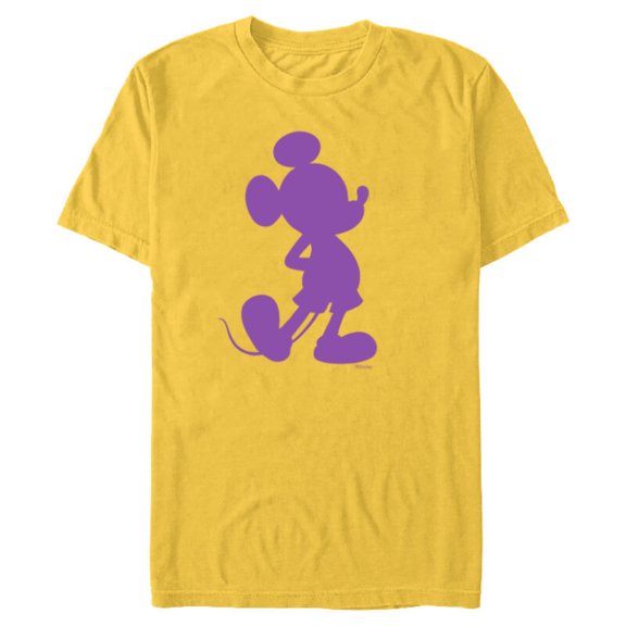 Disney Mickey Mouse Pride Classic Pose Purple Icon Fill - Short Sleeve Blended T-Shirt for Adults - Customized-Yellow