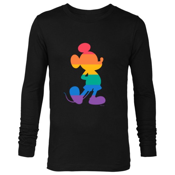 Disney Mickey Mouse Pride Classic Pose Rainbow Icon Fill - Long Sleeve T-Shirt for Men - Customized-Black
