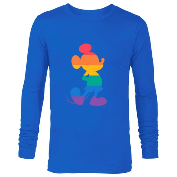 Disney Mickey Mouse Pride Classic Pose Rainbow Icon Fill - Long Sleeve T-Shirt for Men - Customized-Navy