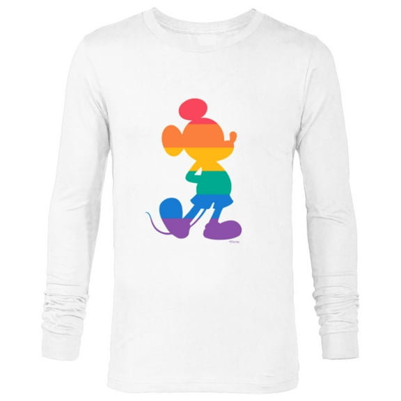 Disney Mickey Mouse Pride Classic Pose Rainbow Icon Fill - Long Sleeve T-Shirt for Men - Customized-White