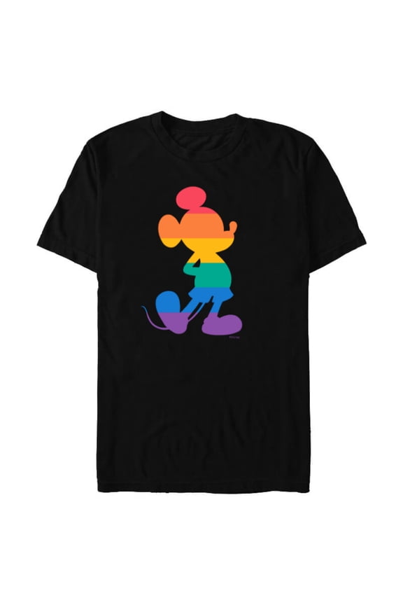Mickey Mouse Pride Classic Pose Rainbow Icon Fill - Short Sleeve Blended T-Shirt for Adults - Customized-Black