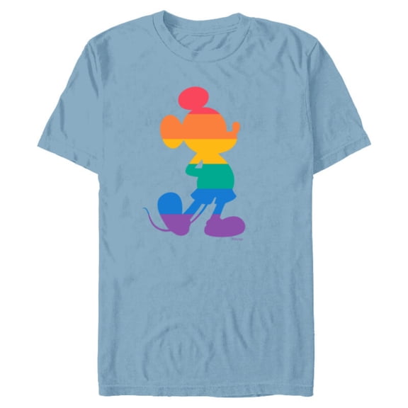Disney Mickey Mouse Pride Classic Pose Rainbow Icon Fill - Short Sleeve Blended T-Shirt for Adults - Customized-Ocean Blue