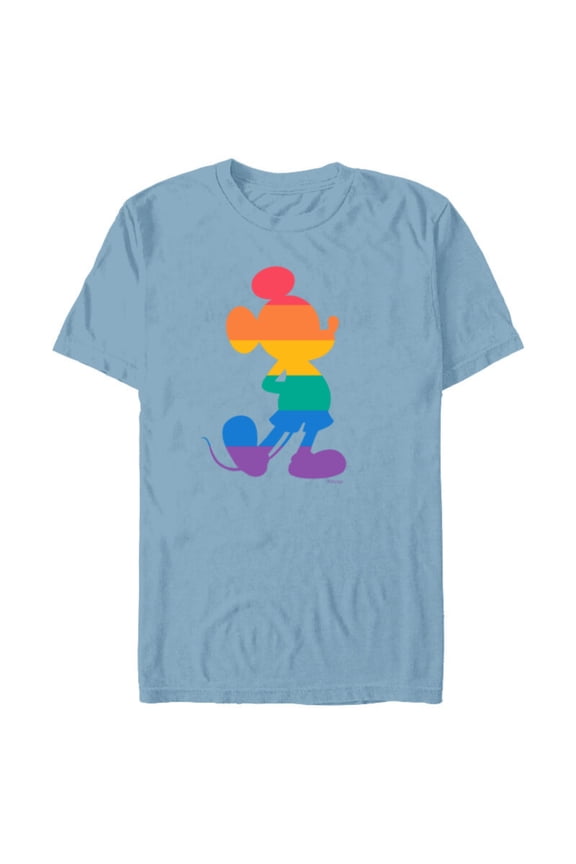 Mickey Mouse Pride Classic Pose Rainbow Icon Fill - Short Sleeve Blended T-Shirt for Adults - Customized-Ocean Blue