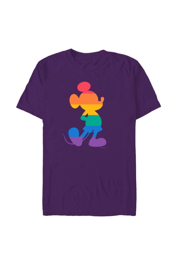 Mickey Mouse Pride Classic Pose Rainbow Icon Fill - Short Sleeve Blended T-Shirt for Adults - Customized-Purple