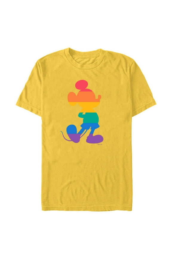 Mickey Mouse Pride Classic Pose Rainbow Icon Fill - Short Sleeve Blended T-Shirt for Adults - Customized-Yellow
