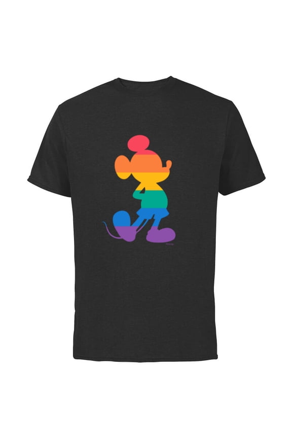 Mickey Mouse Pride Classic Pose Rainbow Icon Fill - Short Sleeve Cotton T-Shirt for Adults - Customized-Black
