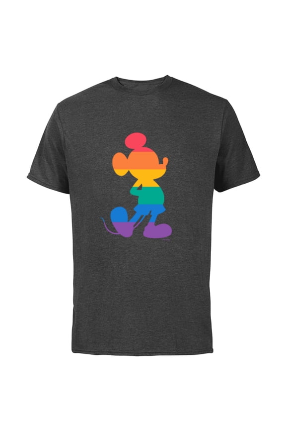 Mickey Mouse Pride Classic Pose Rainbow Icon Fill - Short Sleeve Cotton T-Shirt for Adults - Customized-Charcoal