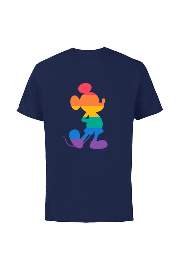 Mickey Mouse Pride Classic Pose Rainbow Icon Fill - Short Sleeve Cotton T-Shirt for Adults - Customized-Navy