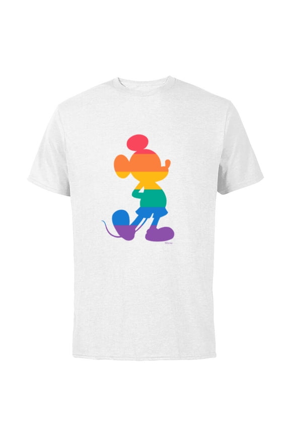 Mickey Mouse Pride Classic Pose Rainbow Icon Fill - Short Sleeve Cotton T-Shirt for Adults - Customized-White