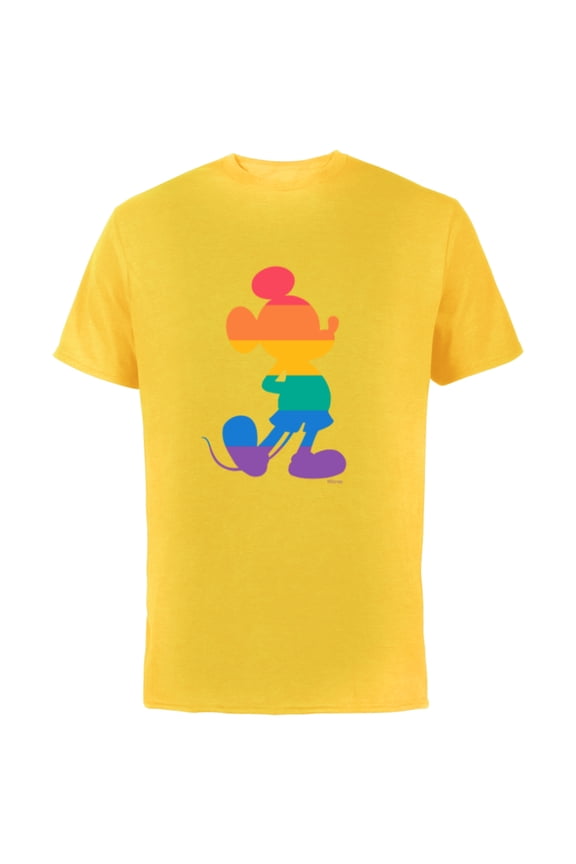 Mickey Mouse Pride Classic Pose Rainbow Icon Fill - Short Sleeve Cotton T-Shirt for Adults - Customized-Yellow