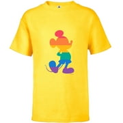 Disney Mickey Mouse Pride Classic Pose Rainbow Icon Fill - Short Sleeve T-Shirt for Kids - Customized-Sunflower