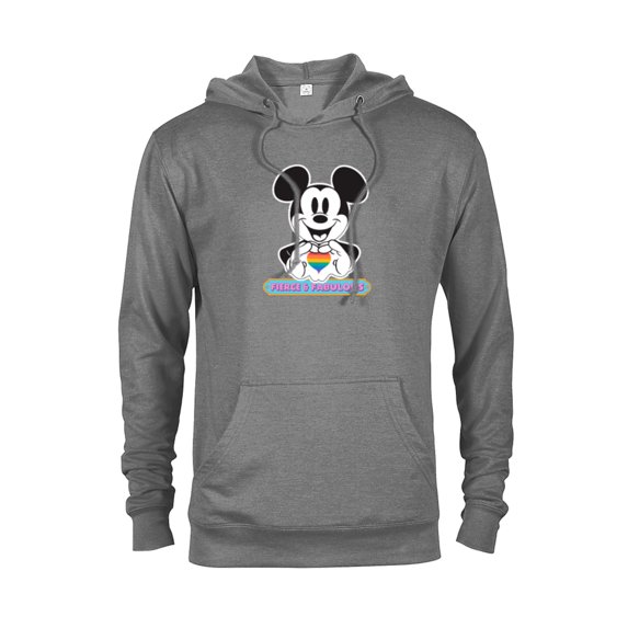 Disney Mickey Mouse Pride Fierce & Fabulous Rainbow Heart - Pullover Hoodie for Adults - Customized-Graphite Heather