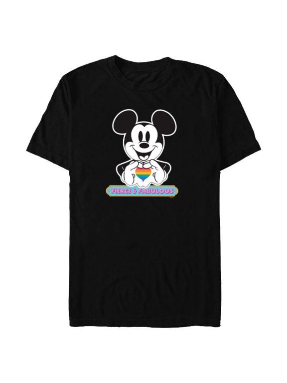Mickey Mouse Pride Fierce & Fabulous Rainbow Heart - Short Sleeve Blended T-Shirt for Adults - Customized-Black