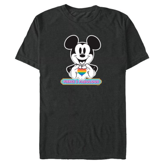 Disney Mickey Mouse Pride Fierce & Fabulous Rainbow Heart - Short Sleeve Blended T-Shirt for Adults - Customized-Dark Heather