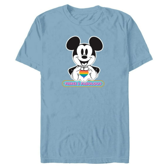 Disney Mickey Mouse Pride Fierce & Fabulous Rainbow Heart - Short Sleeve Blended T-Shirt for Adults - Customized-Ocean Blue